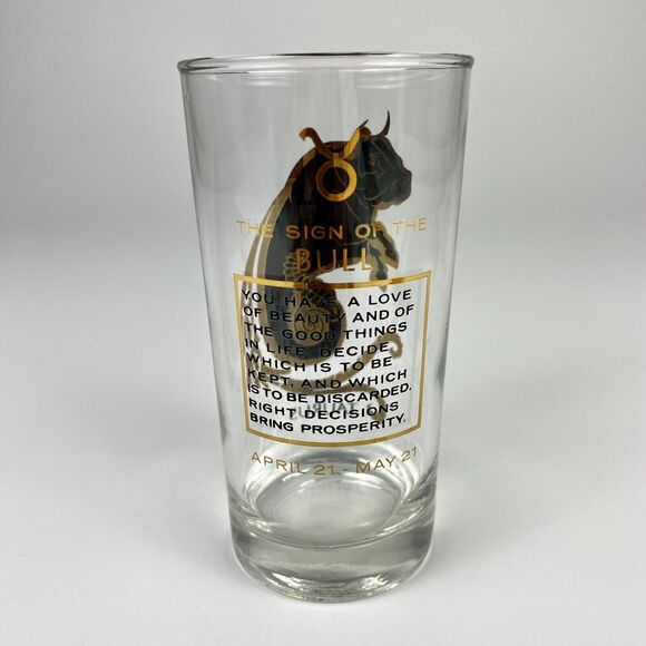 VTG MCM Anchor Hocking Zodiac Highball Tumbler Glass Taurus Astrology 1960s - Picture 4 of 5